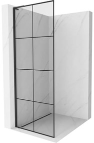 Mexen Kioto L, sprchová zástena Walk-In 70 x 200 cm, 8mm číre sklo čierny vzor, čierny profil, 800-070-103-70-77