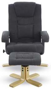 Otočné polohovacie kreslo ROGER + taburet — látka, sivá