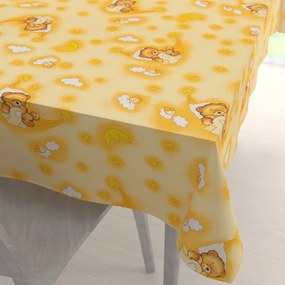 Biante Detský bavlnený obdĺžnikový obrus Sandra SA-727 Spiace medvedíky na žltooranžovom 50x100 cm