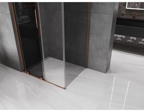 Mexen Velar L, sprchový kút s posuvnými dverami 120 x 75 cm, 8mm šedé sklo, ružové zlato, 871-120-075-43-60