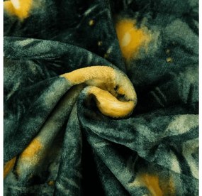 Mikroplyšová deka YELLOW BUTTERFLY, tmavozelená Rozmer: 160 x 200 cm