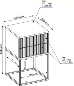 Nočný stolík s 2 zásuvkami Marle, dub artisan