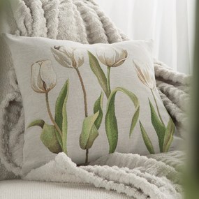 GOBELÍNOVÁ DEKORAČNÁ OBLIEČKA NA VANKÚŠ NATUR 45X45 CM KVETY