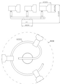 Globo 57917-3G - Bodové svietidlo  MASON 3xGU10/25W/230V čierna/zlatá