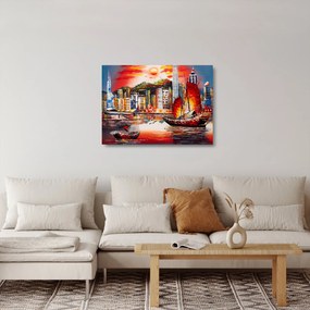 Obrázok - Victoria Harbor, Hong Kong, olejomaľba (70x50 cm)