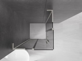 Mexen Velar L Duo, sprchový kút s posuvnými dverami 90 x 90 cm, 8mm šedé sklo, brúsená oceľ, 871-090-090-02-43-97