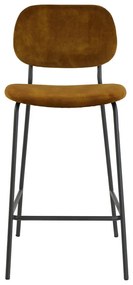 Zamatová barová stolička v horčicovej farbe 92 cm Emma - Light &amp; Living
