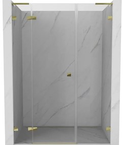 Mexen Lunar L, ľavé otočné sprchové dvere 150 cm, číre sklo, zlatý profil, 834SL-150-050-50-00-L