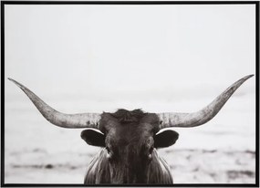 Obraz čierno-biela fotografie Bull - 104 * 144 * 4,3 cm