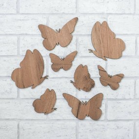 DUBLEZ | Drevená nálepka - Motýle na stenu 8 ks