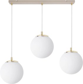 Závesné svietidlo Florence, 3x biele sklenené tienidlo, g/be