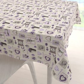 Biante Bavlnený štvorcový obrus Sandra SA-479 Levandule na krémovom 70x70 cm
