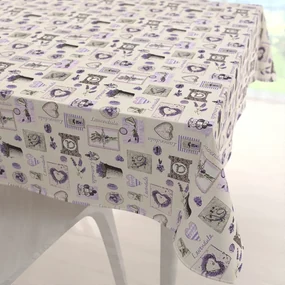 Biante Bavlnený štvorcový obrus Sandra SA-479 Levandule na krémovom 70x70 cm