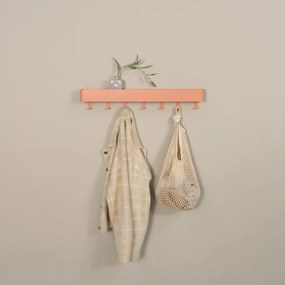 Kovový nástenný vešiak v lososovej farbe s poličkou Dax Play – Spinder Design