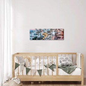 Obraz - Súmrak v Santorini (s hodinami) (90x30 cm)