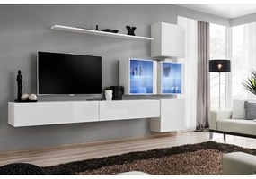 Obývacia stena Switch XIX Sklo +LED  Biely