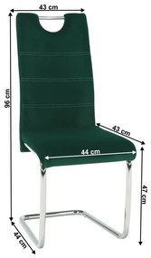 Jedálenská stolička, smaragdová Velvet látka/svetlé šitie, ABIRA NEW