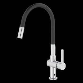 Laveo Alita, stojanková drezová batéria s elastickým ramenom, 2-funkčný výtok, čierna matná-chrómová, LAV-BVA_762D