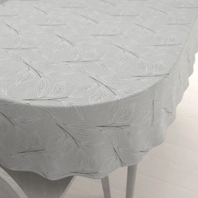 Biante Dekoračný oválny obrus Leona LN-165 Popínavé lístky na sivom 120x180 cm