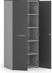 Kancelárska policová skriňa PRIMO GRAY s dverami, 800 x 500 x 1781 mm, sivá/grafit