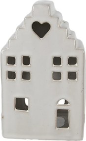 Béžový porcelánový domček svietnik na čajovú sviečku Christmas House L - 10*9*17 cm