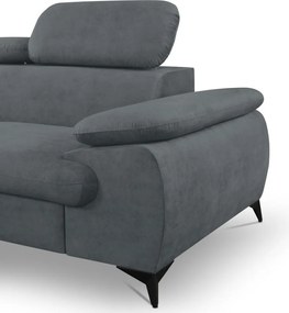 Rohová sedacia súprava Scala, ocelovo šedá látka, ľavý roh