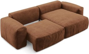 Ženilková rozkladacia rohová pohovka v terakotovej farbe (pravý roh/s leňoškou) Kuki – Makamii