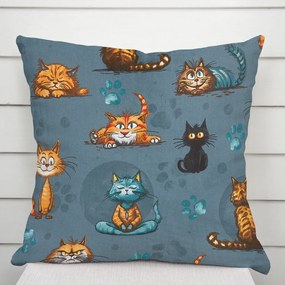 Biante Detská bavlnená obliečka na vankúš Sandra SA-705 Mačacia partia na tmavo sivomodrom 45 x 45 cm