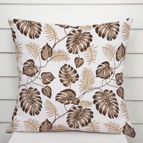 Biante Bavlnená obliečka na vankúš Sandra SA-498 Hnedé listy monstery na bielom 60 x 60 cm