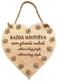 AMADEA Drevené srdce s textom Každá návšteva.., masívne drevo, 16 x 15 cm