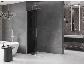 Mexen Velar L, posuvná sprchová zástena Walk-in 100 x 200 cm, 8mm šedé sklo, chrómová, 871-100-003-43-01