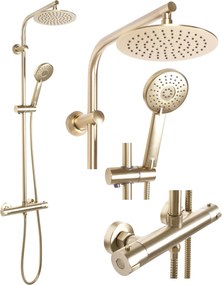 Rea Bliss, termostatická sprchová sada s hornou dažďovou sprchou, zlatá matná, REA-P8413