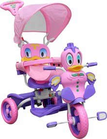 Ramiz Detský trojkolesový bicykel Duck Bike Fialová + zvuky + strieška + zábrana + opierka nôh + rukoväť + úložný priestor
