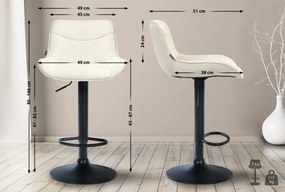 2x Barová stolička Vonore - látka, čierny rám - Krémová