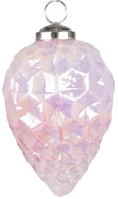 Růžová duhová skleněná ozdoba šiška - Ø 6*11 cm