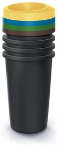 Set košov na triedený odpad, okrúhle, 4 x 25 l, farebná