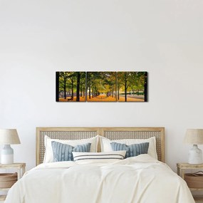 Obraz aleje jesenných stromov (s hodinami) (90x30 cm)