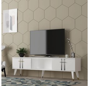 TV stolík/skrinka Pebine 2 (biela + strieborná) . Akcia -18%. Vlastná spoľahlivá doprava až k Vám domov. 1095308
