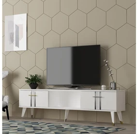 TV stolík/skrinka Pebine 2 (biela + strieborná) . Vlastná spoľahlivá doprava až k Vám domov. 1095308