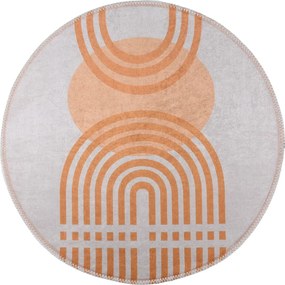 Oranžový/sivý prateľný okrúhly koberec ø 80 cm Arch – Vitaus