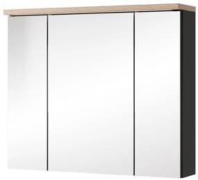 Závěsná koupelnová skříňka Swing II 58 80 cm se zrcadlem a LED osvětlením černá/dub Artisan