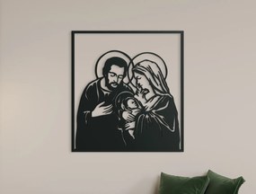 drevko Vyrezávaný obraz Svätá rodina Rozmer obrazu: 32,5 x 30 cm, Farba dekorácie: Čierna