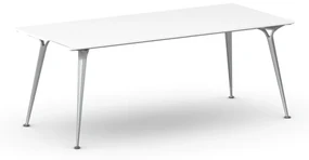 Kancelársky stôl PRIMO ALFA, sivostrieborná podnož, 2000 x 900 mm, biela