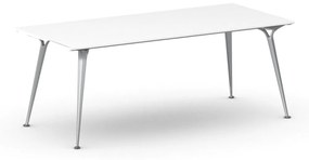 Kancelársky stôl PRIMO ALFA, sivostrieborná podnož, 2000 x 900 mm, biela
