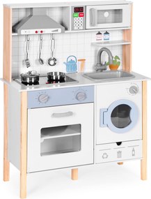 Drevená detská kuchynka ECOTOYS s LED, zvukmi a práčkou