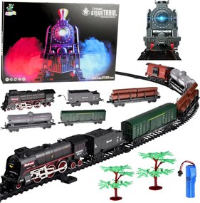 LEAN Toys Parný vlak Rail 620B Svetlá Zvuky Dym 151 cm koľaje