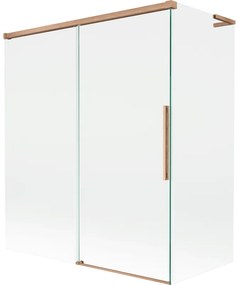 Mexen Rox, L posuvná 2-krídlová vaňová zástena 140 + 70 x 150 cm, 8mm číre sklo, medený matný profil, 8C9L-140-070-65-00