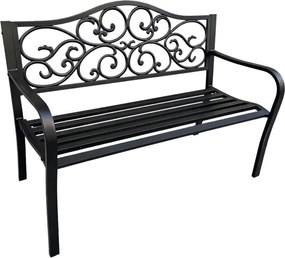 Lean Záhradná kovová lavička – 127cm, čierna