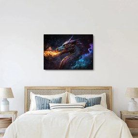 Obraz - Drak pľuvajúce plamene (70x50 cm)