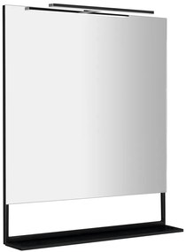 Sapho Sapho, ERUPTA zrkadlo s poličkou a LED osvetlením 80x80x12cm, čierna matná, ERU335